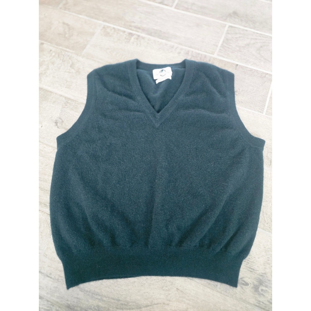 Woodward Collection Mens 100% 2 Ply‎ Cashmere V-Neck Sweater Vest Forest Green L